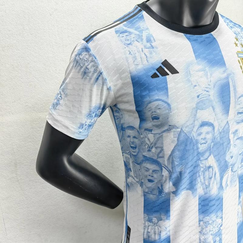 Player Version 3 Stars 2022 Argentina Campeones Mundo Home Special Jersey