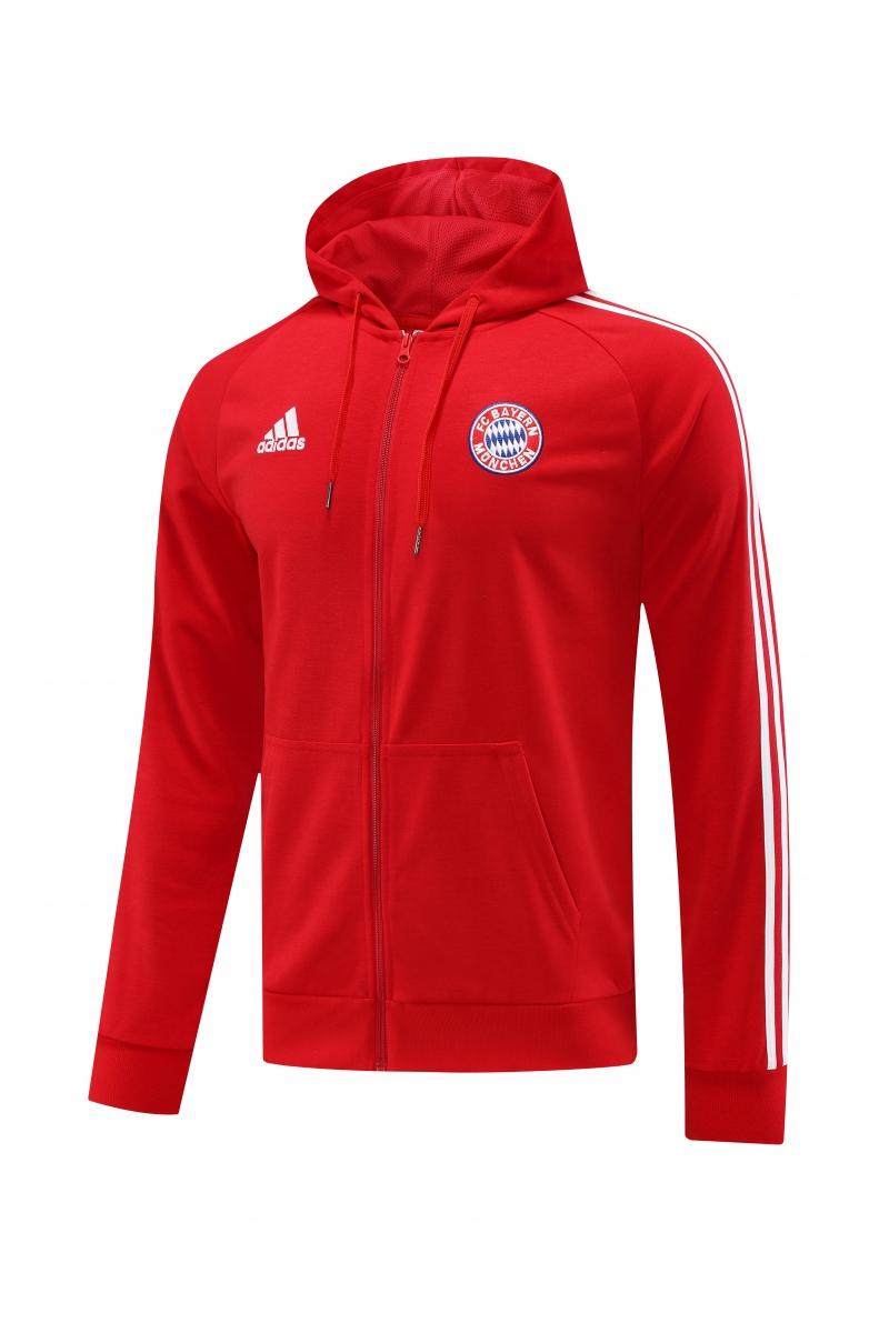 2023 Bayern Munich Red Hoodie Full Zipper Tracksuit