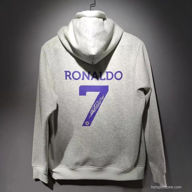 22/23 Al-Nassr FC Home CR7 Ronaldo Grey Tracksuit Hoodie