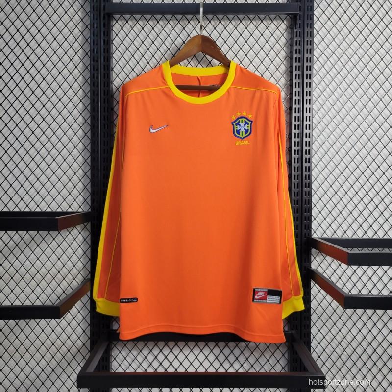 Retro Long Sleeve 1998 Brazil Goalkeeper Orange Jersey