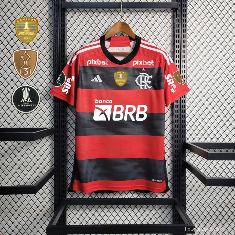 23/24 Flamengo Home Jersey With All Sponsors+Patches