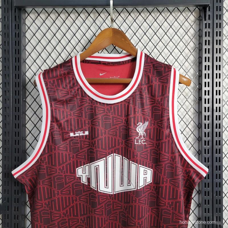 22 23 Liverpool x Lebron Vest Wine Color Jersey