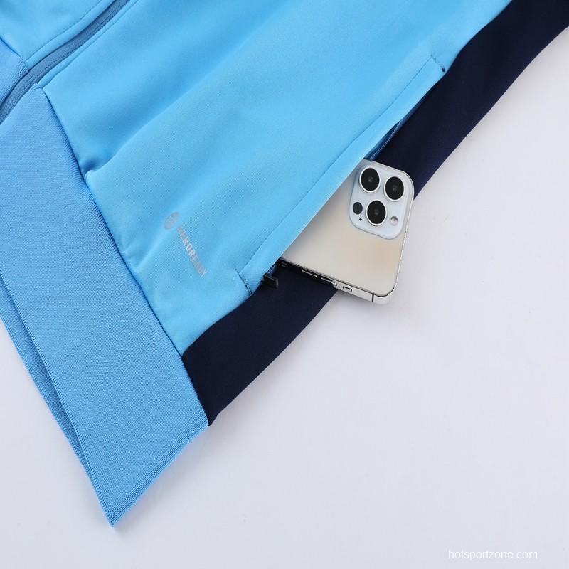 2023 Adidas Sky Blue Black Full Zipper Jacket +Pants