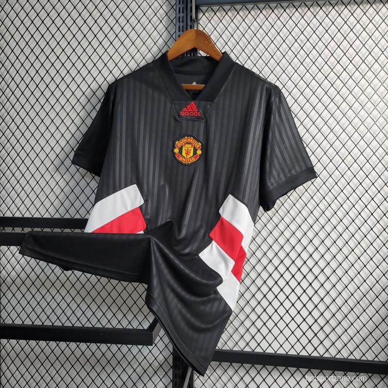 23-24 Manchester United Black ICON Jersey Embroidery Logo