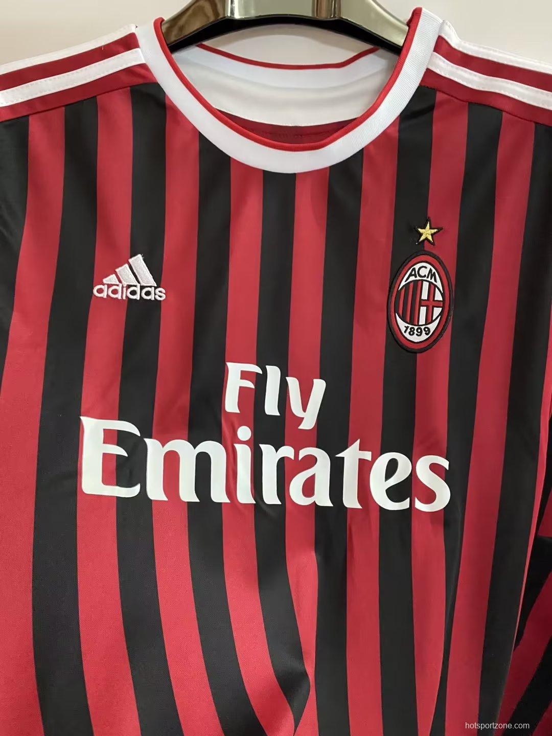 Retro 11/12 AC Milan Home Long Sleeve Jersey