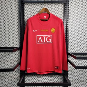 Retro Long Sleeve 07-08 Manchester United Champions League Version Home Jersey