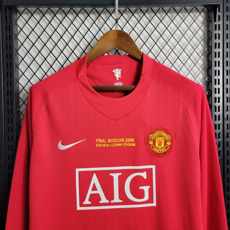 Retro Long Sleeve 07-08 Manchester United Champions League Version Home Jersey