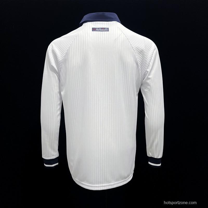 Long Sleeve Retro 1998 England Home Soccer Jersey