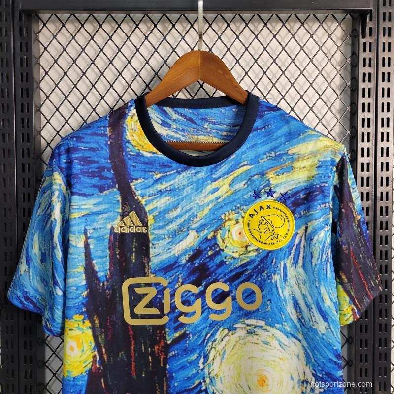 23 24 AJAX X Vincent Van Gogh Vincent Van Gogh Oil Painting Starry Night T-Shirts