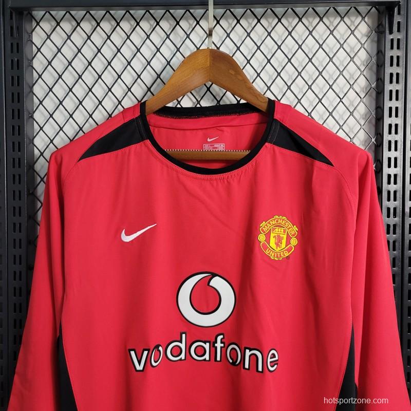 Retro 02/04 Manchester United Long Sleeve Home Jersey