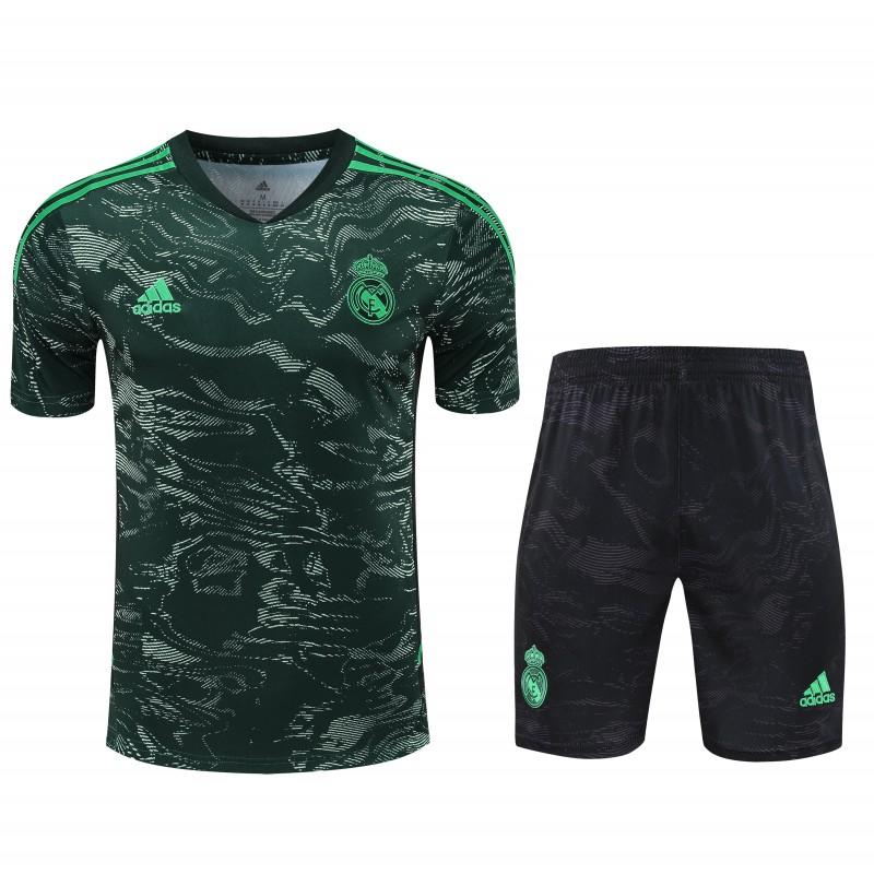 23-24 Real Madrid Black Green Pattern Short Sleeve+Shorts
