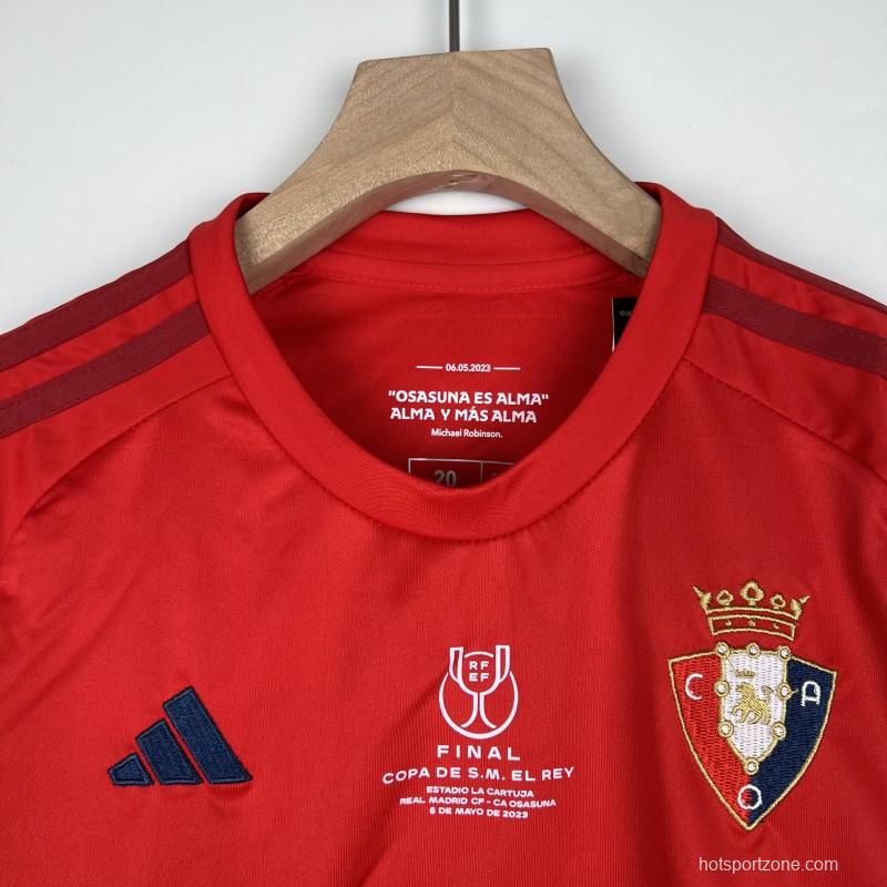 23/24 Kids Osasuna Copa Del Rey Red Jersey Size 16-28 With Full Patches
