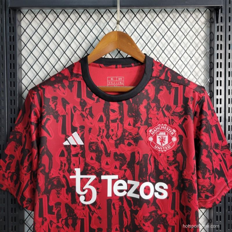 23-24 Manchester United Red Black Training Jersey