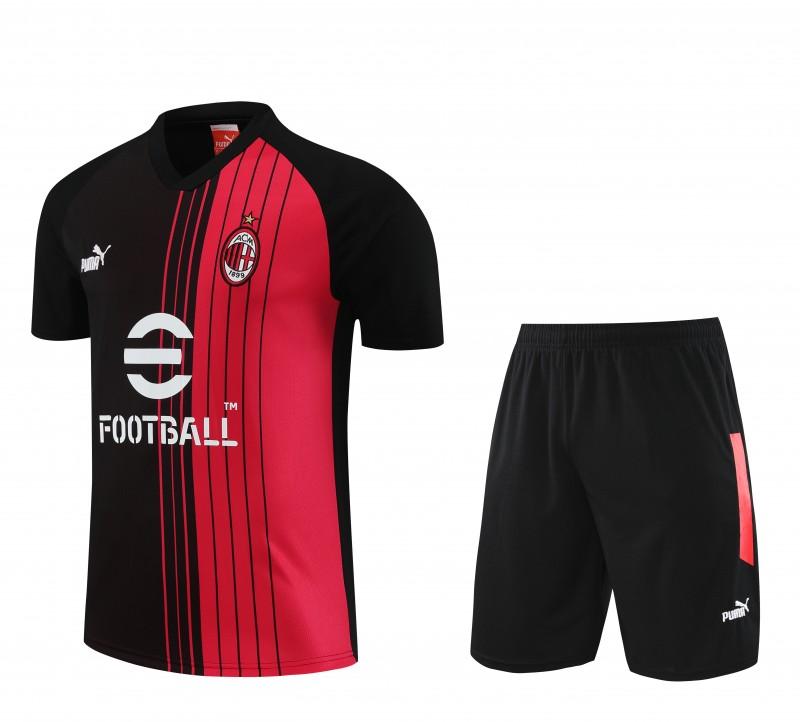 23 24 AC Milan Black Red Short Sleeve+Shorts