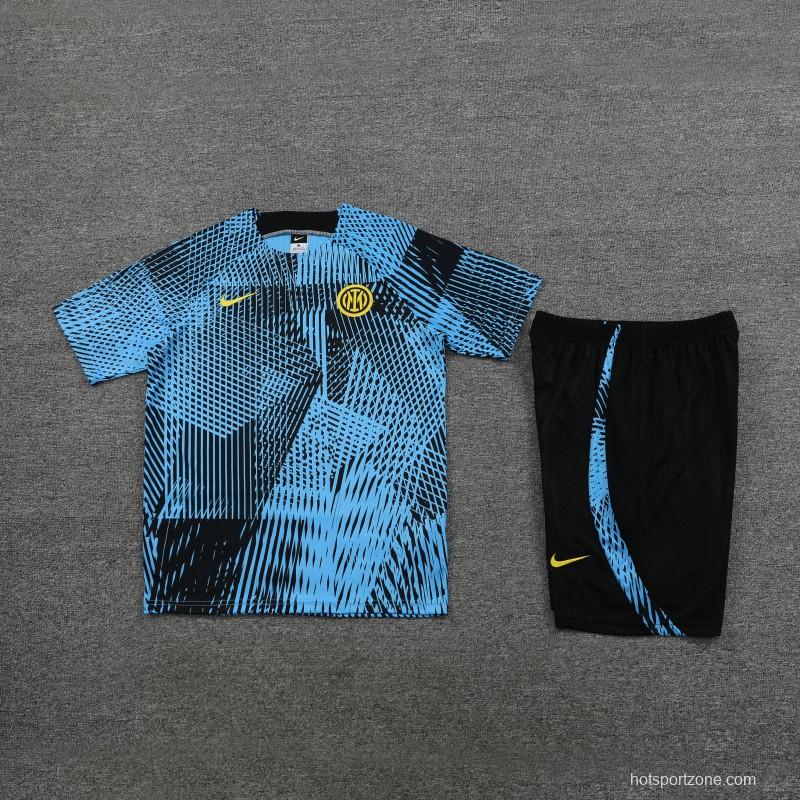 23 24 Inter Milan Black Blue Short Sleeve+Shorts