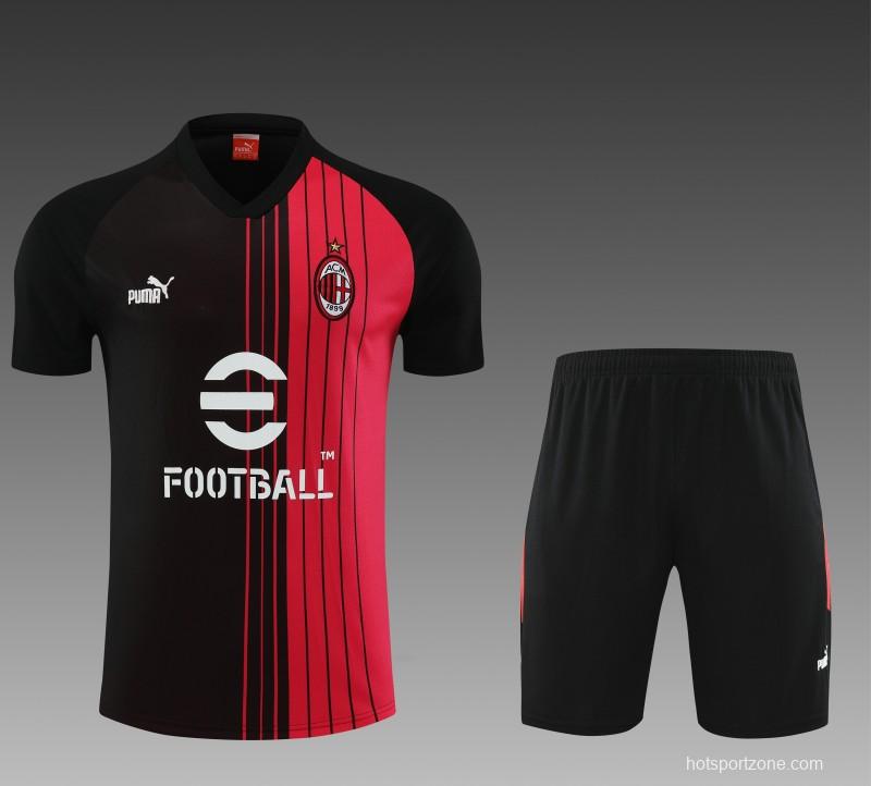 23 24 AC Milan Black Red Short Sleeve+Shorts
