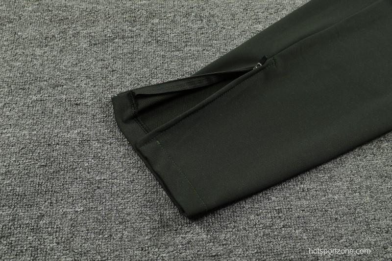 23/24 Barcelona Dark Green Hoodie Half Zipper Jacket+ Pants