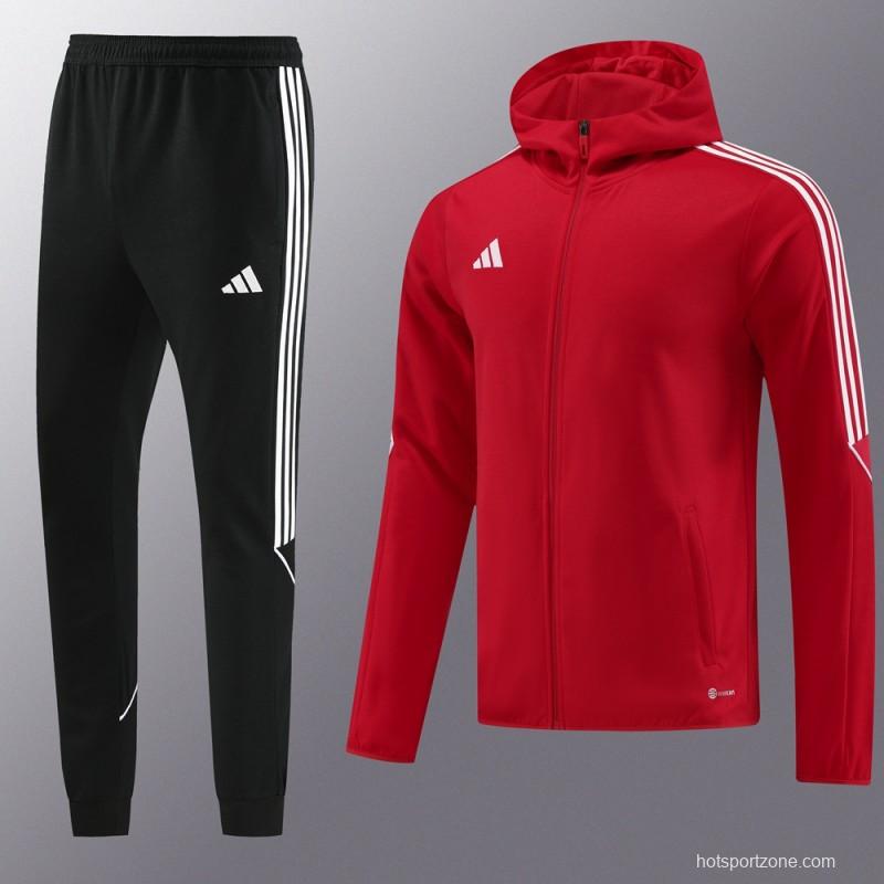 2023 Adidas Red Hoodie Full Zipper Jacket +Pants