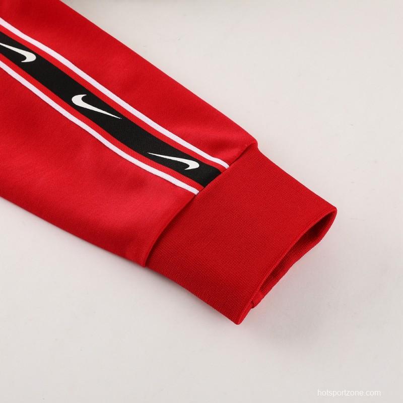 23/24 NIKE Black/Red Full Zipper Hooide Jacket+Pants