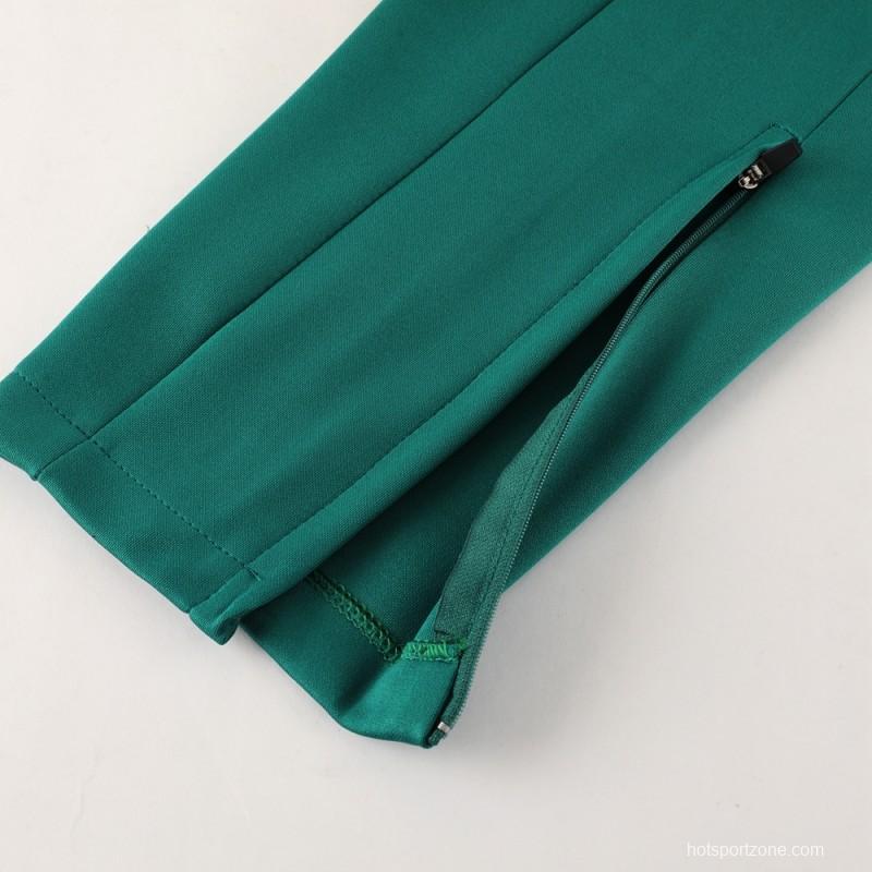 23/24 Adidas White/Green Full Zipper Hooide Jacket+Pants