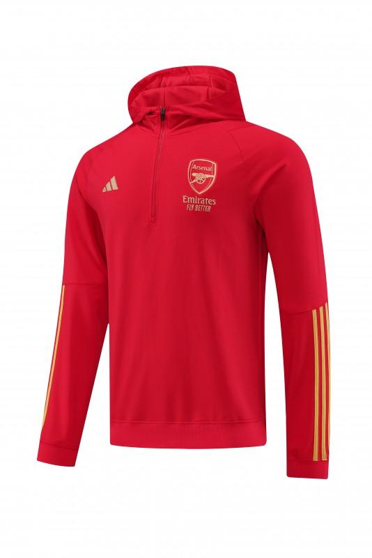 23/24 Arsenal Red Hoodie Half Zipper Jacket+ Pants
