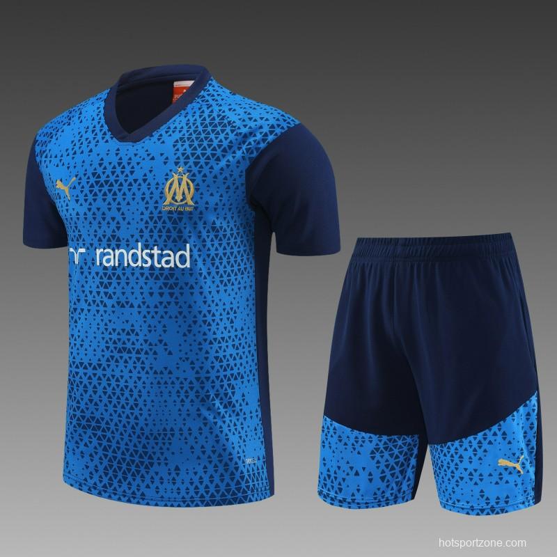 23 24 Olympique Marseille Blue Short Sleeve+Shorts