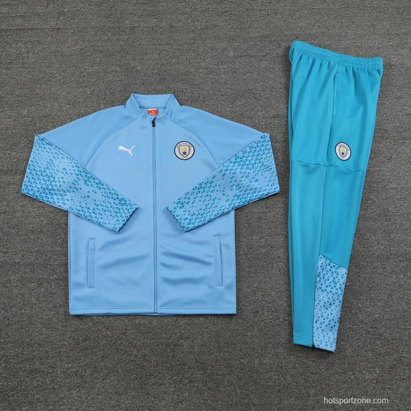 23/24 Manchester City Blue Full Zipper Jacket+Pants