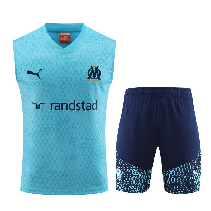 23-24 Olympique Marseille SKY Blue Vest Jersey+Shorts