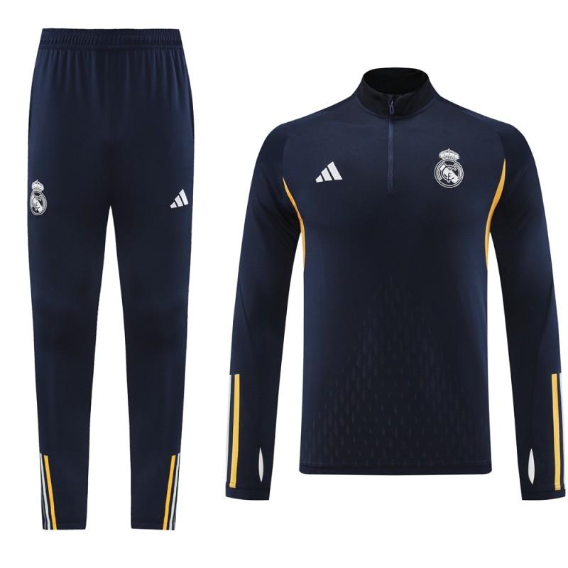 23/24 Real Madrid Navy Half Zipper Jacket+Pants