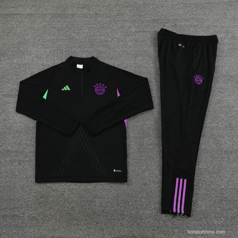 23/24 Bayern Munich Black Half Zipper Jacket+Pants