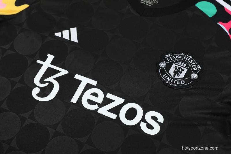 24/25 Manchester United Black Short Sleeve Jeresy+Shorts