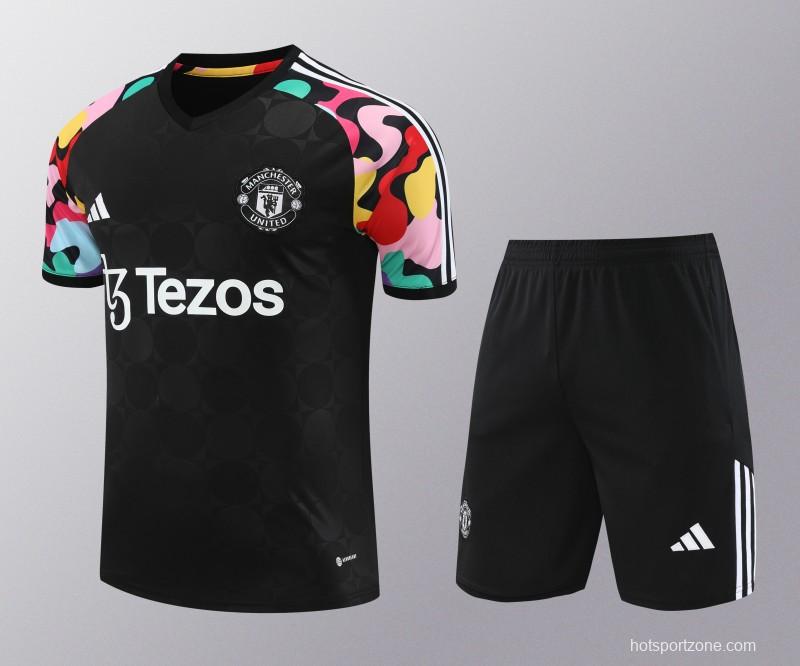 24/25 Manchester United Black Short Sleeve Jeresy+Shorts