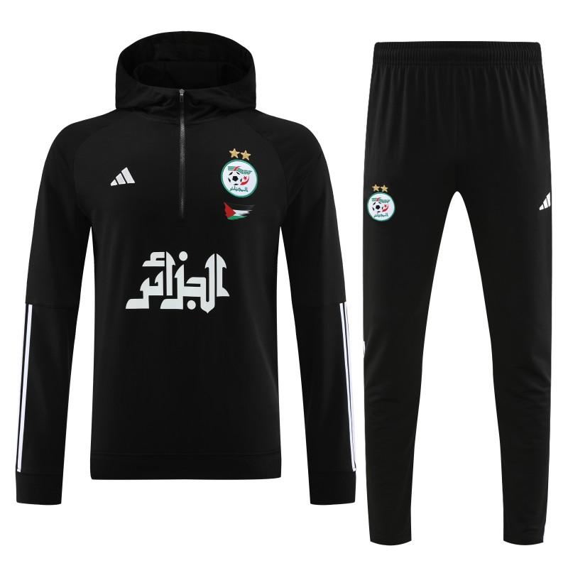 2024 Algeria Black Hoodie  Full Zipper Hoodie Jacket+Pants