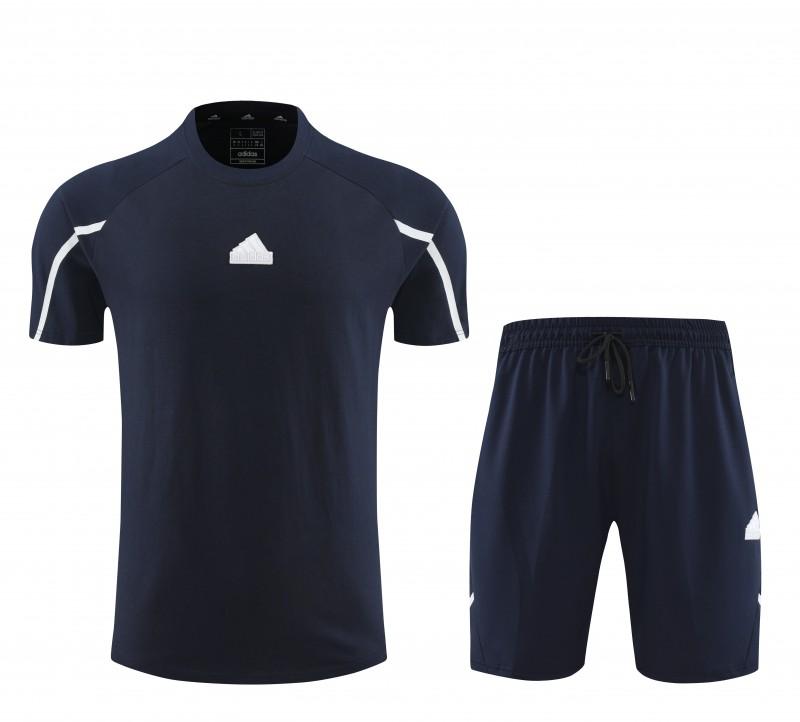 23/24 Adidas Navy Cotton Short Sleeve Jersey+Shorts