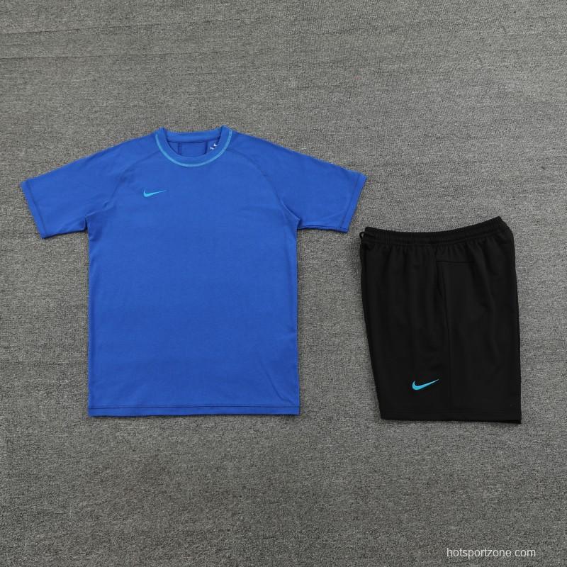 2024 Nike Blue Cotton Short Sleeve Jersey+Shorts