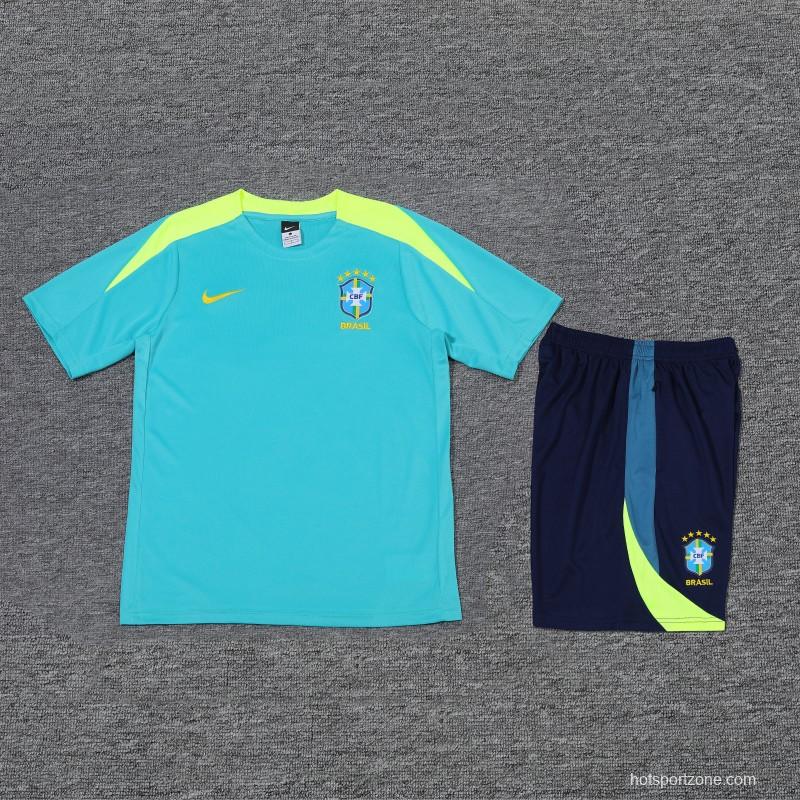 2024 Brazil Blue Short Sleeve Jersey+Shorts