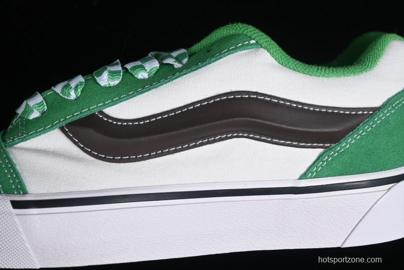 Vans Classics Knu Skool White Green Chunky Tongue Retro Sneakers - VN0009QCV0N