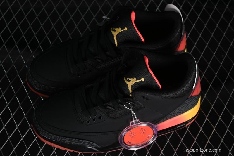 Nike Air Jordan 3 Retro "Rio" Collaboration Sneakers with Gradient Heel and J Balvin Logo - FN0344-001