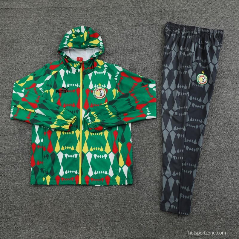 2024 Senegal Green Hoodie Full Zipper Jacket +Long Pants