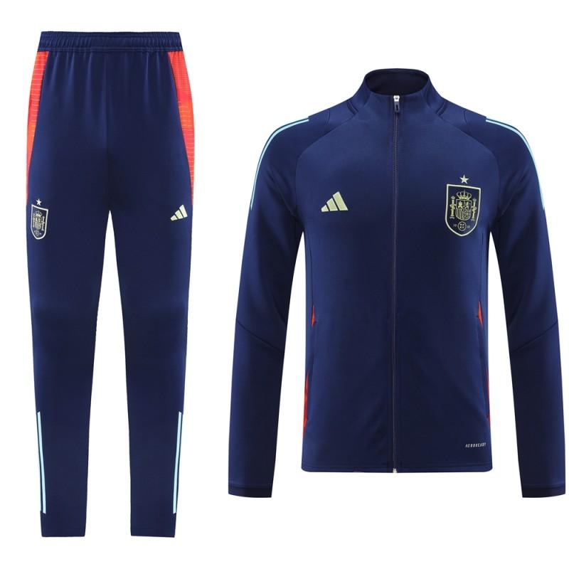 2024 Spain Navy Full Zipper Jacket +Long Pants