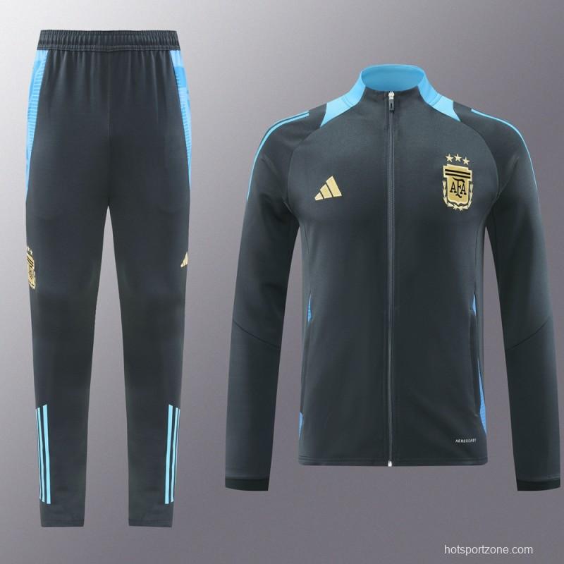 2024 Argentina Black Full Zipper Jacket +Long Pants