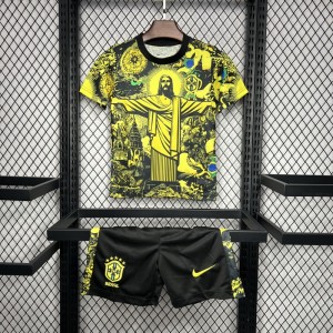 2024 Kids Brazil Christ The Redeemer Yellow Special Jersey