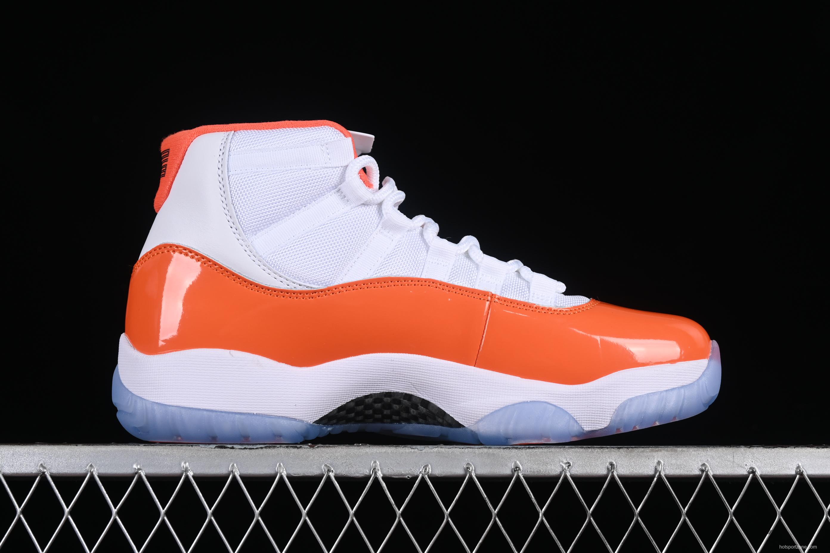 Nike Air Jordan 11 Retro Basketball Shoes with White Orange Design - 378037-002