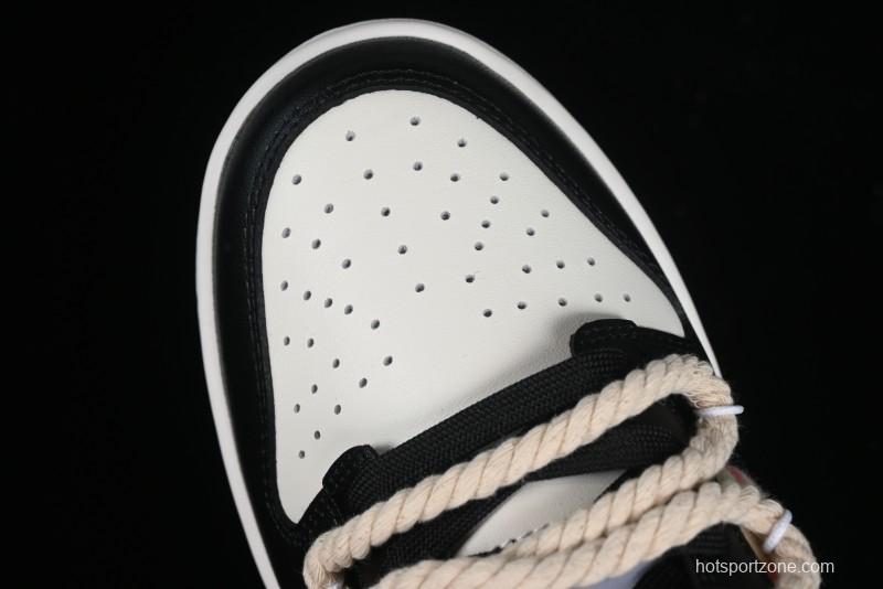 Nike Dunk Low SB Deconstructed Lace-Up Casual Sneakers with Scottish Plaid and Hemp Rope Design - DD1391-100