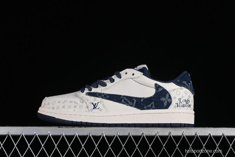Nike Air Jordan 1 Low OG SP Travis Scott x Fragment Design Retro Sneakers with Reverse Swoosh - SJ2068-004