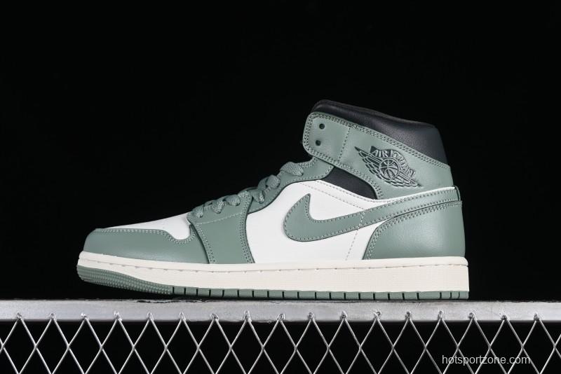 Nike Air Jordan 1 Mid AJ1 Basketball Shoes in Fresh Warm Green - BQ6472-130