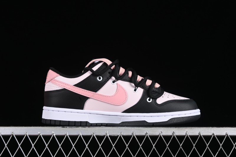 Nike Dunk Low Custom Deconstructed Strap Casual Sneakers in Black Pink - CW1590-100