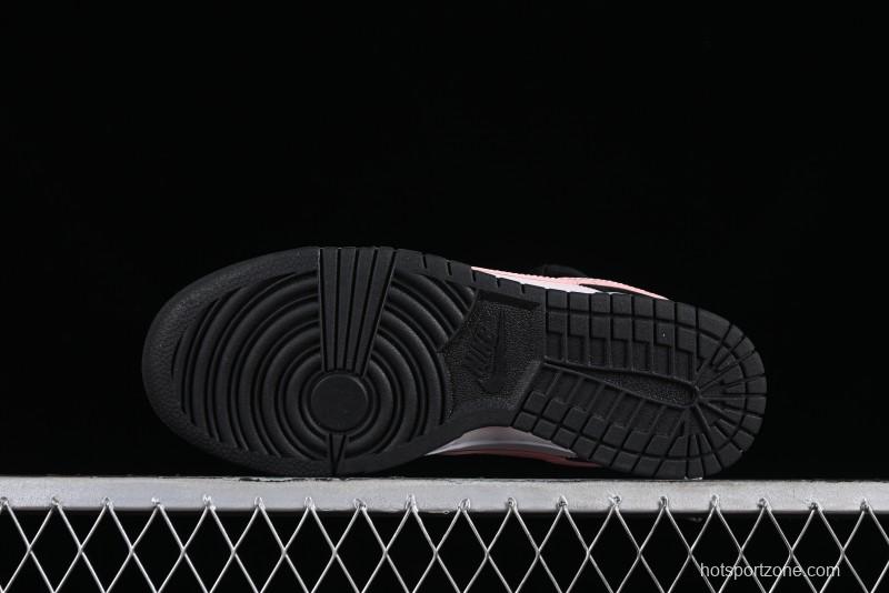 Nike Dunk Low Custom Deconstructed Strap Casual Sneakers in Black Pink - CW1590-100