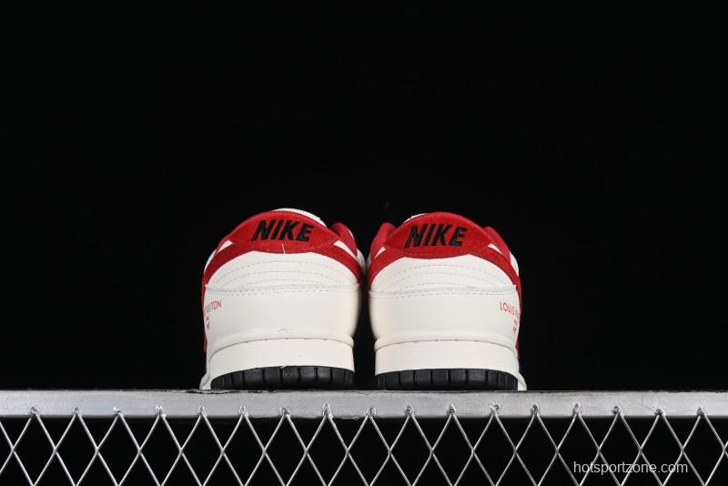 Nike SB Dunk Low LV Collaboration - Beige Black Red Glow in the Dark Anniversary High-End Custom Low-Top Casual Skate Shoes - JH8035-931