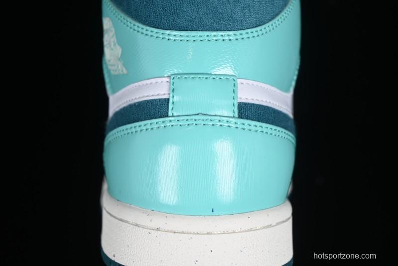 Nike Air Jordan 1 Mid "Bleached Turquoise" Casual Sneakers - DZ3745-300